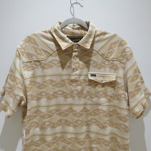 HOWLER BROS. Ranchero Polo Shirt Taki Jacquard Brown Rice Western Pearl Snap - Picture 3 of 16